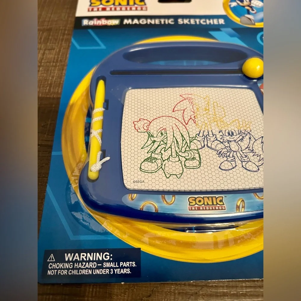 Sonic the Hedgehog Rainbow Magnetic Sketcher Travel Toy Draw Write w/ Stylus NIB